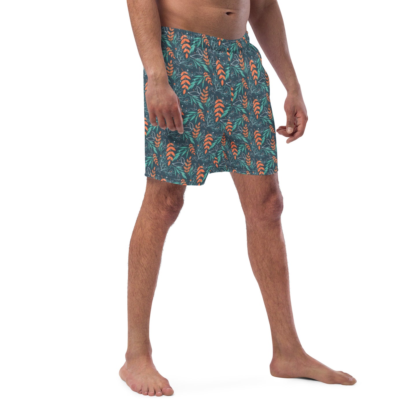 Men's swim trunks, Leaves blue