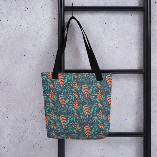 Tote bag, Leaves blue