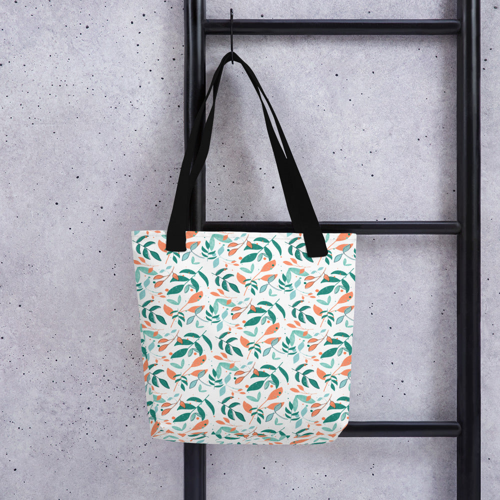 Tote bag, Leaves white