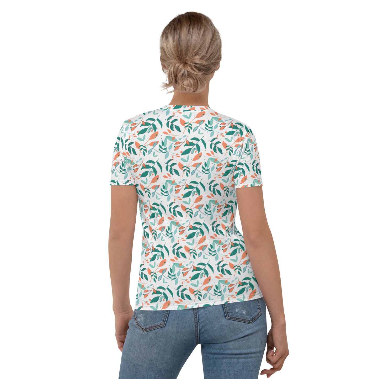 Women's T-shirt, Leaves white