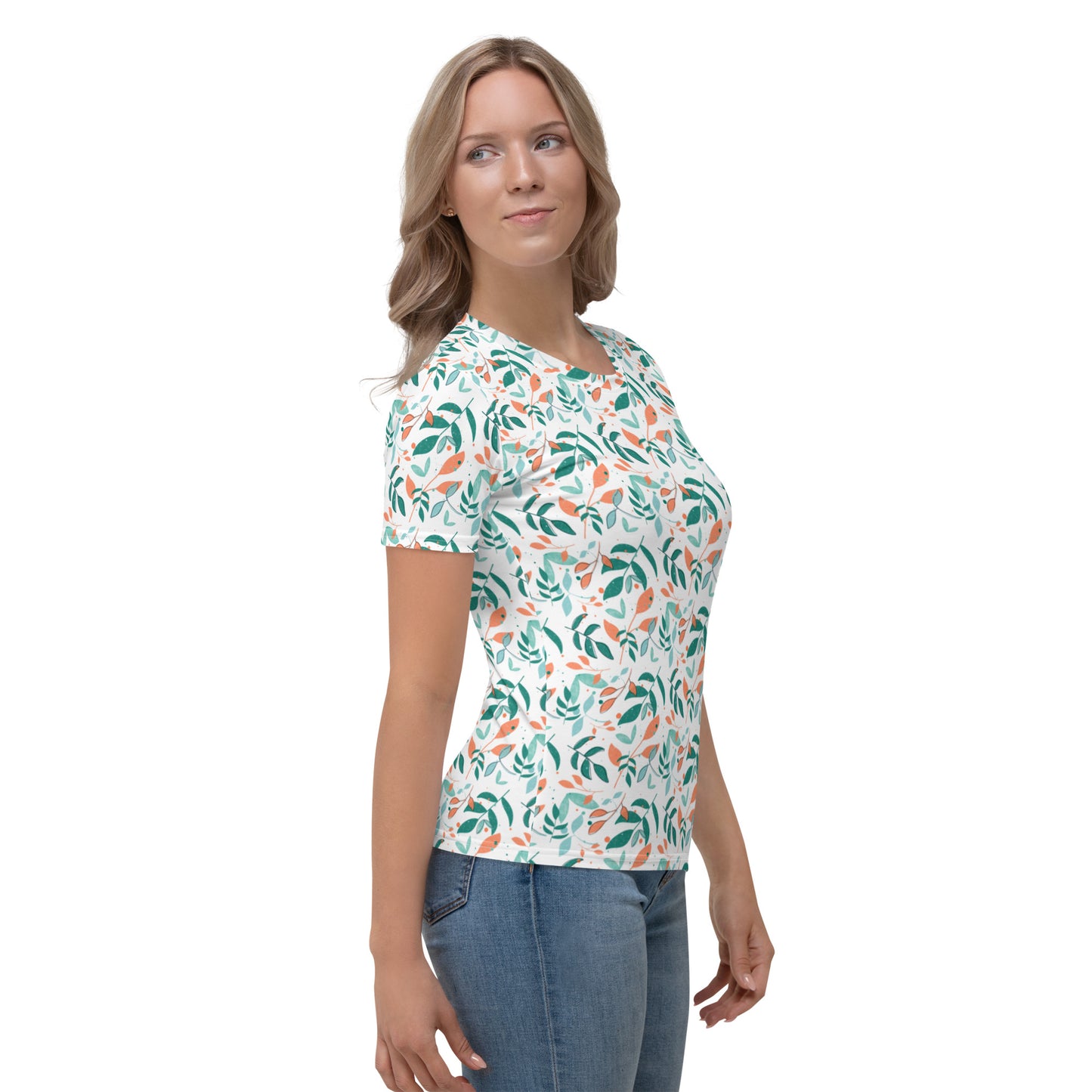 Women's T-shirt, Leaves white