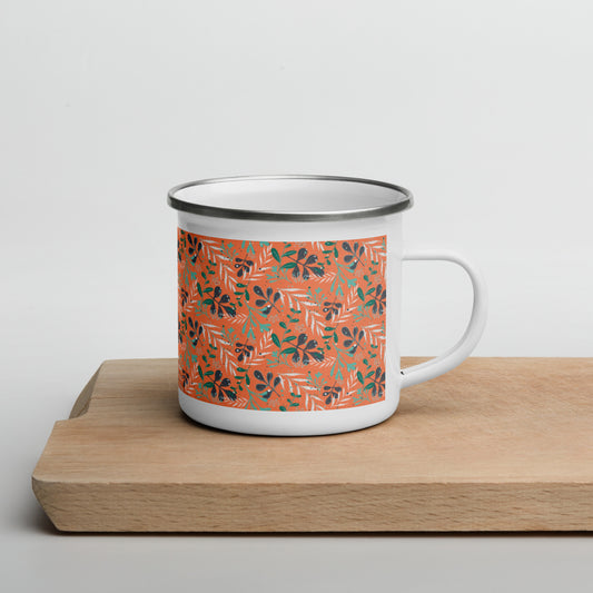 Enamel Mug, Leaves orange