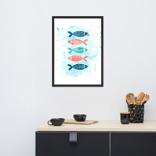 Framed matte paper poster, Colorful fish