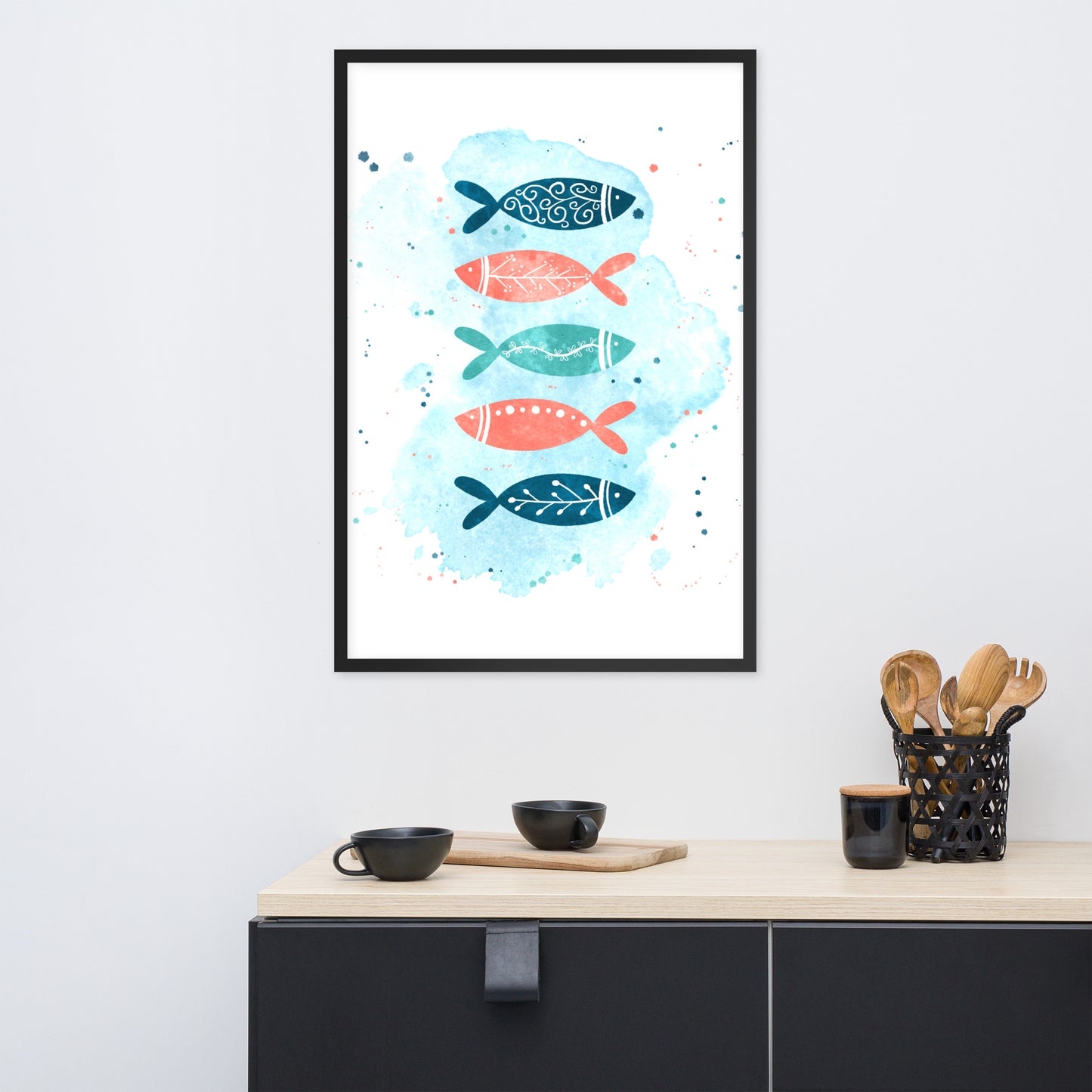 Framed matte paper poster, Colorful fish