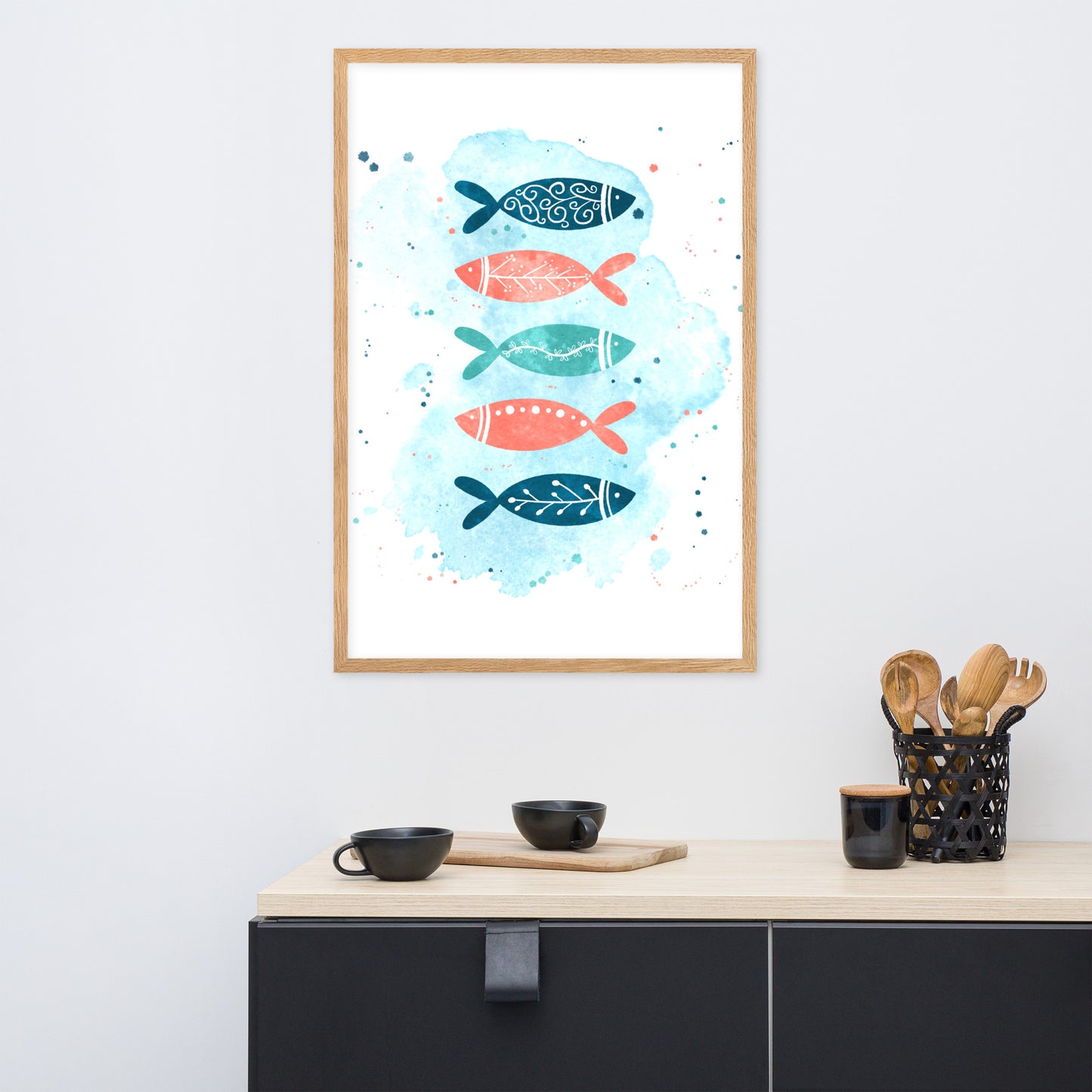 Framed matte paper poster, Colorful fish