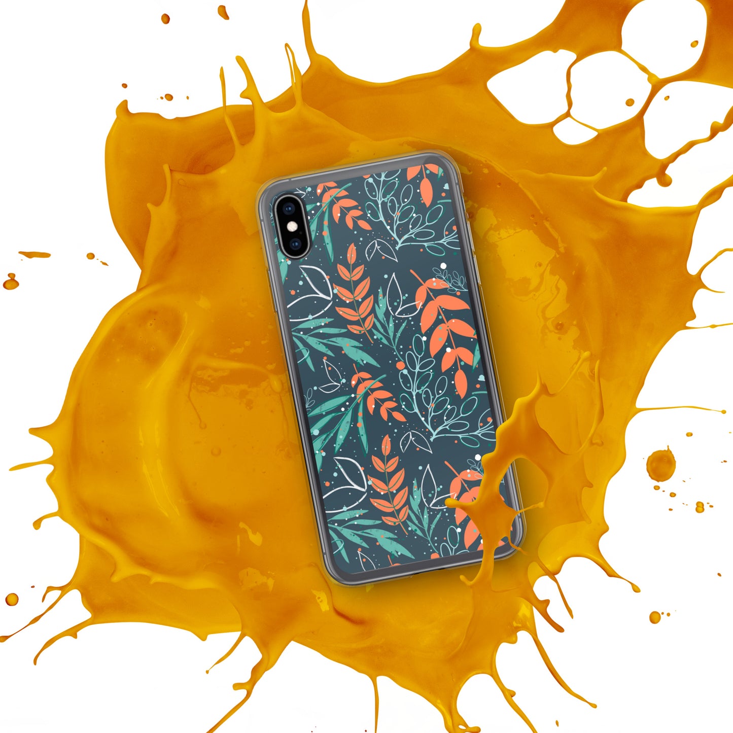 iPhone Case, Leaves blue