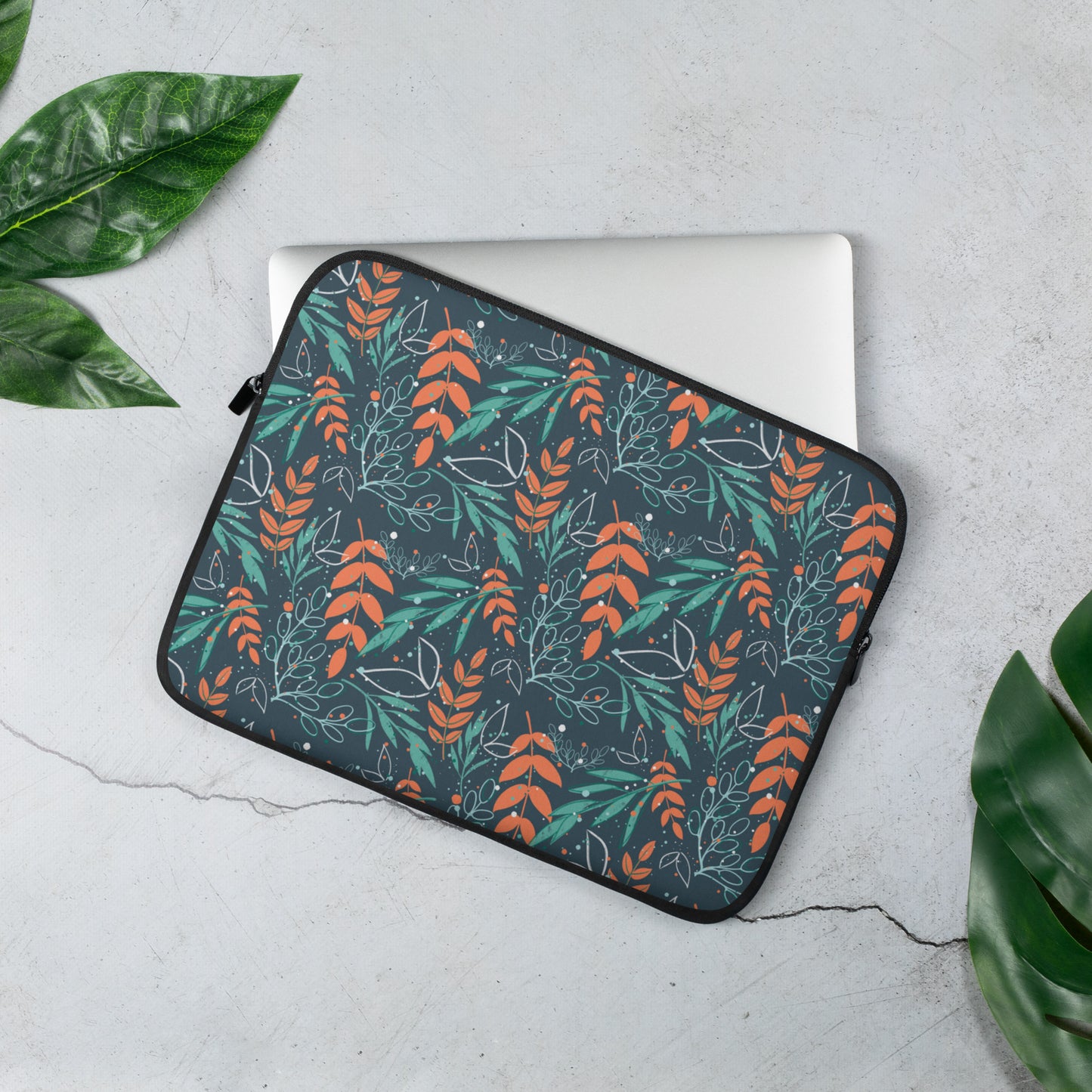 Laptop Sleeve, Leaves blue