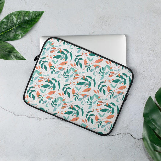 Laptop Sleeve, Leaves white