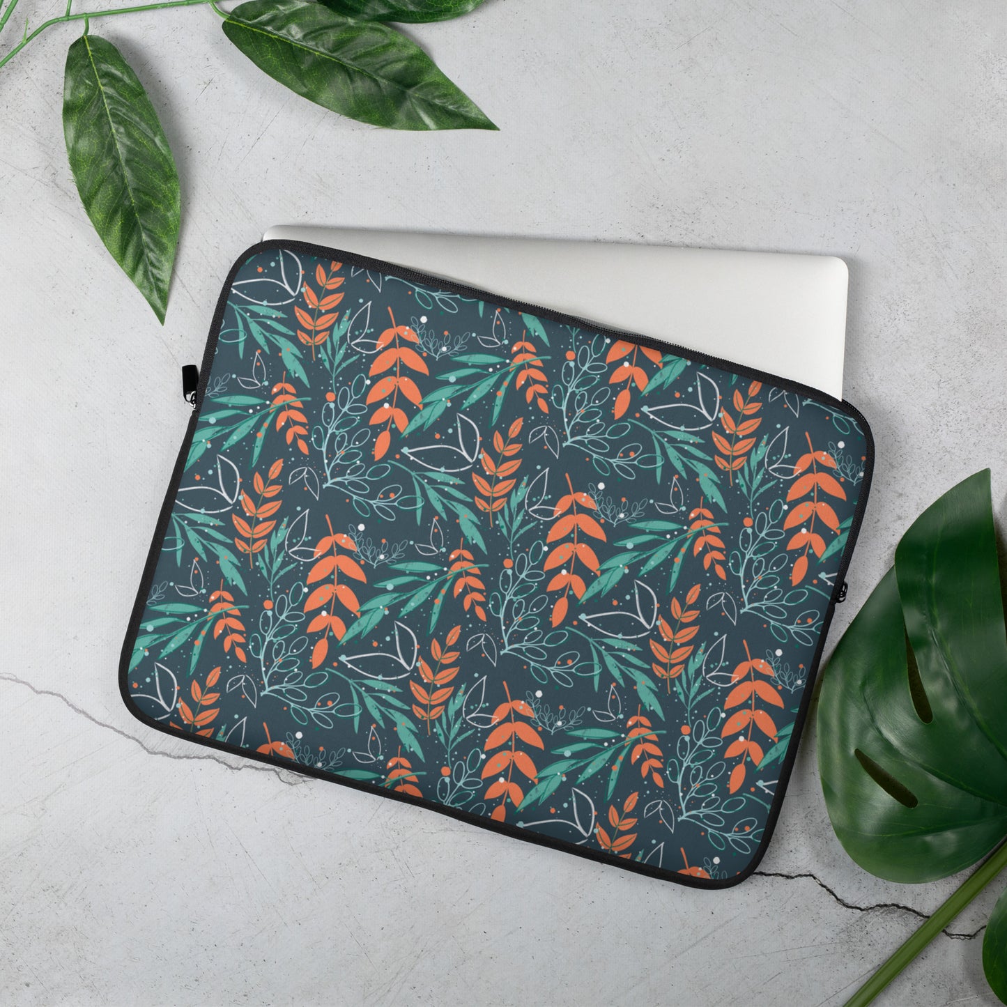 Laptop Sleeve, Leaves blue