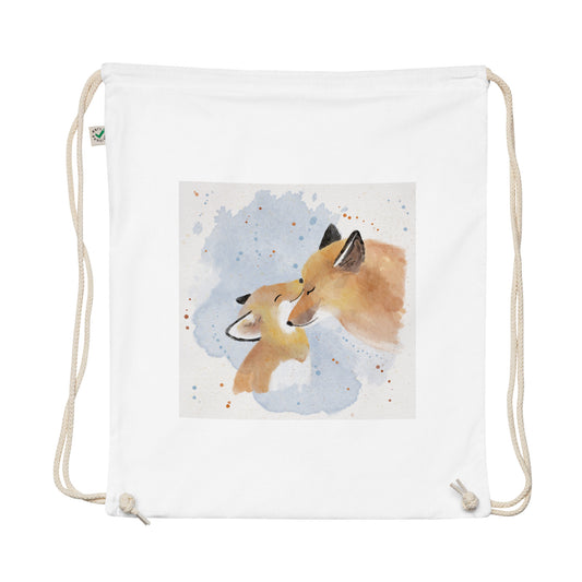 Organic cotton drawstring bag Foxes