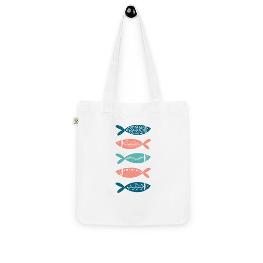 Organic fashion tote bag, Colorful fish