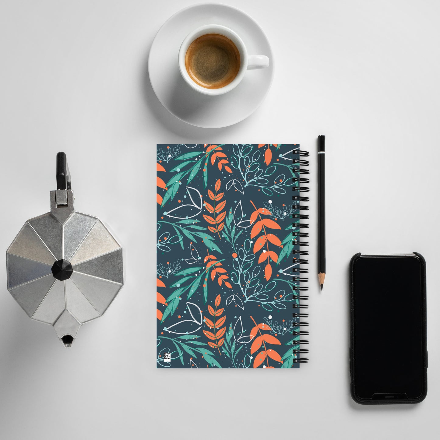 Spiral notebook, Leaves blue