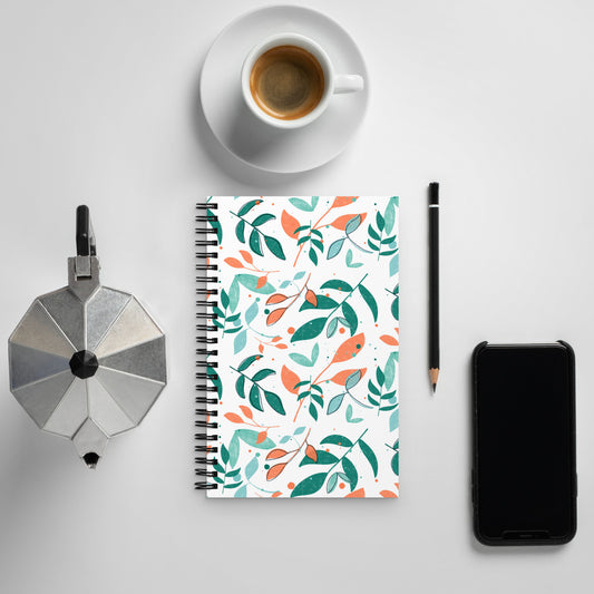 Spiral notebook, Leaves white