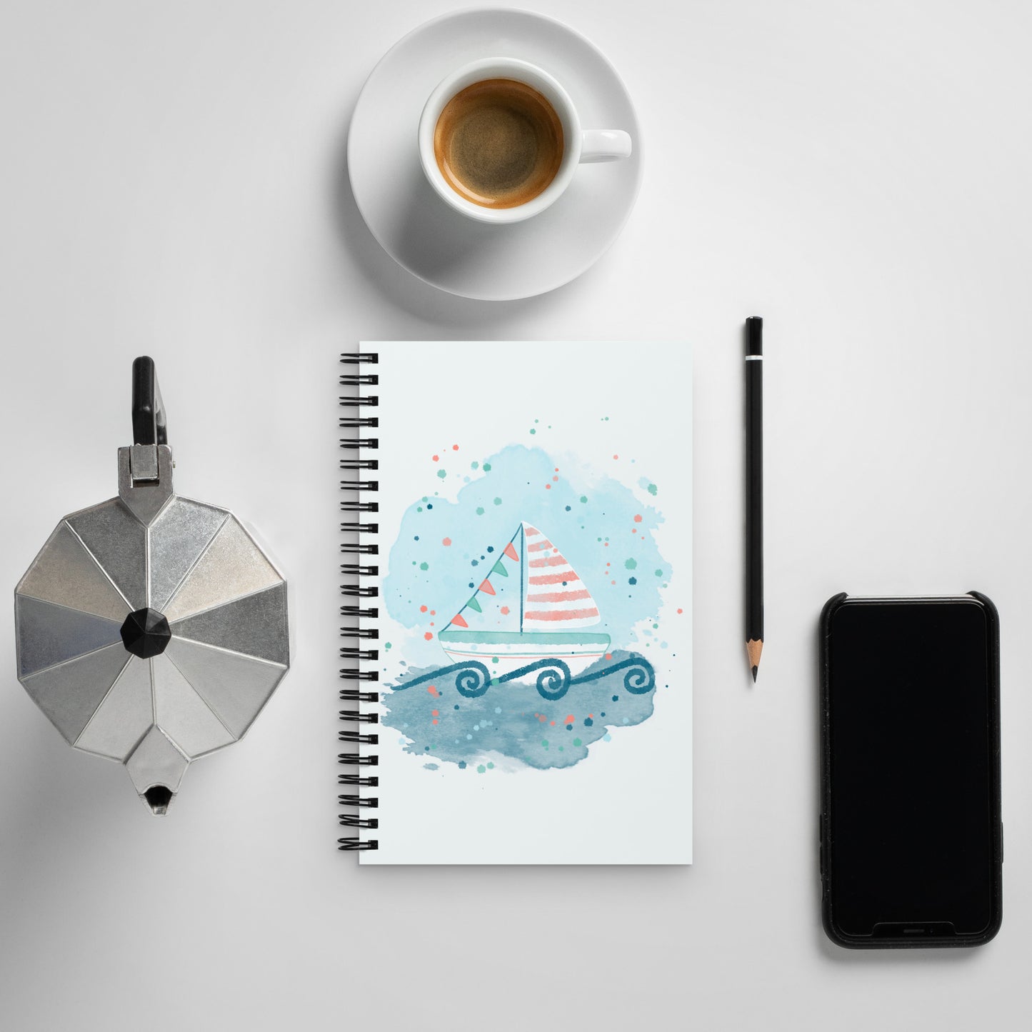 Spiral notebook, Sail boat