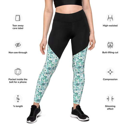 Sports Leggings, Little blue florals