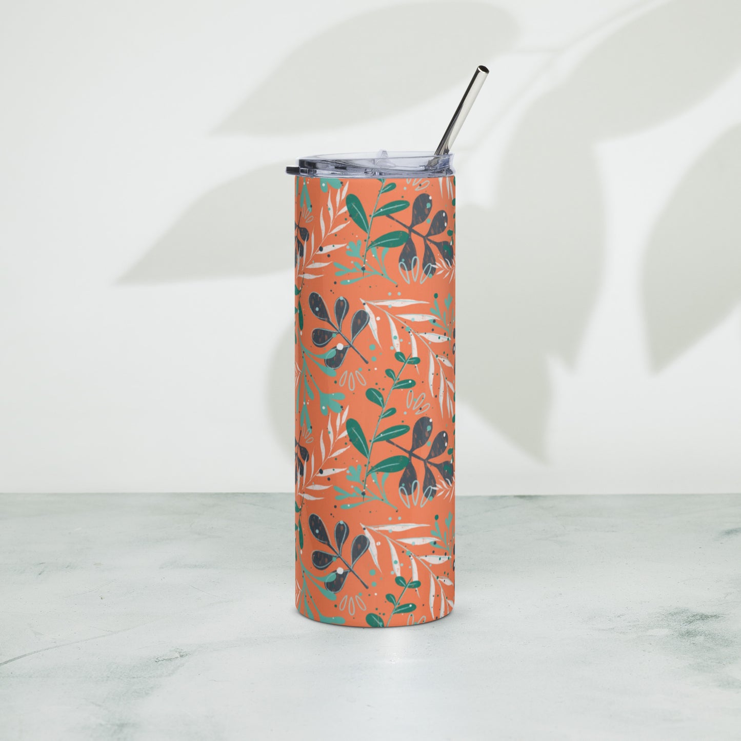 Stainless steel tumbler, Leaves orange