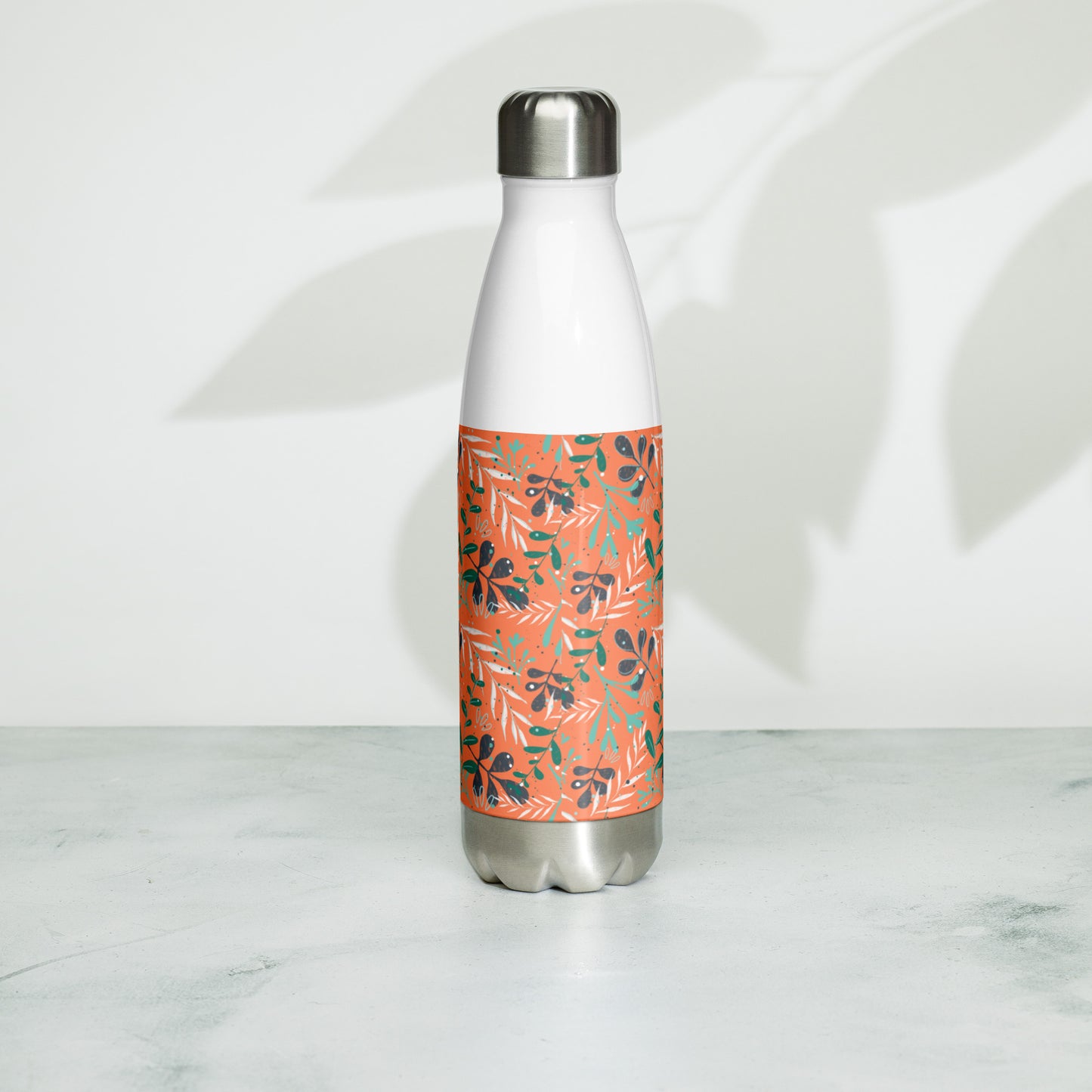 Stainless Steel Water Bottle, Leaves orange