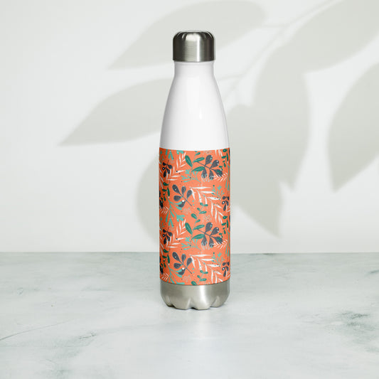 Stainless Steel Water Bottle, Leaves orange