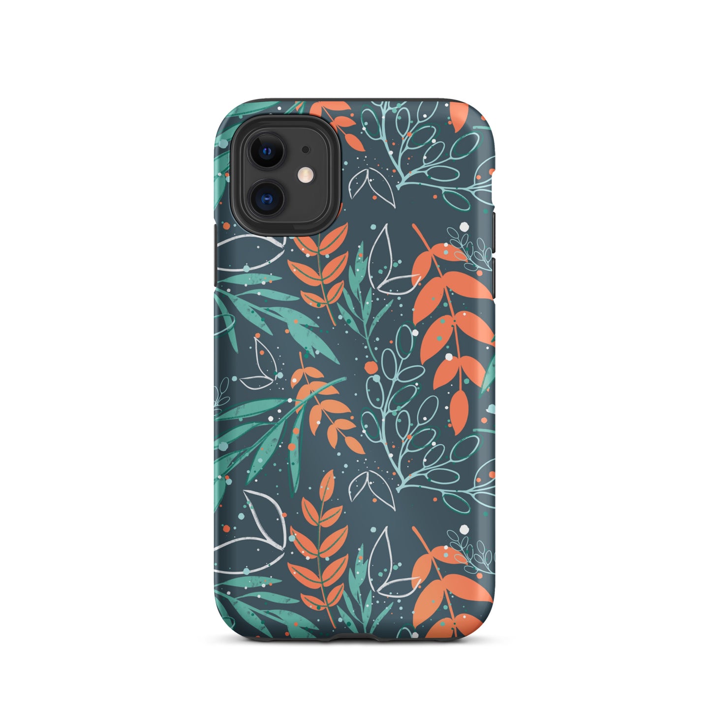 Tough iPhone case, Leaves blue