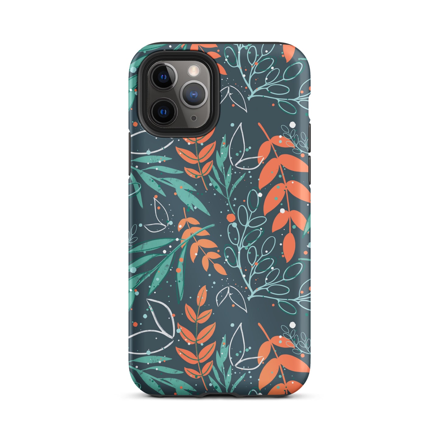 Tough iPhone case, Leaves blue