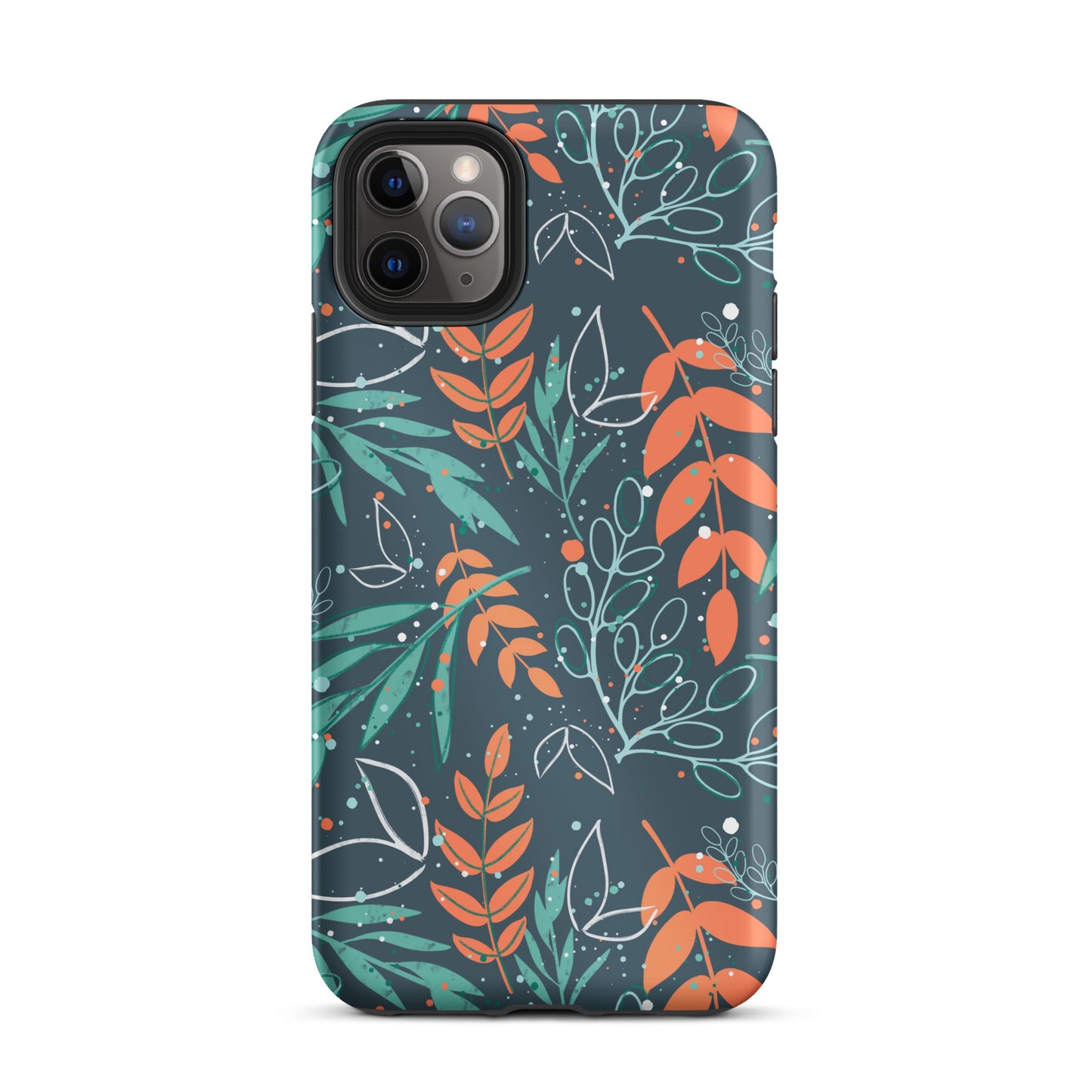 Tough iPhone case, Leaves blue