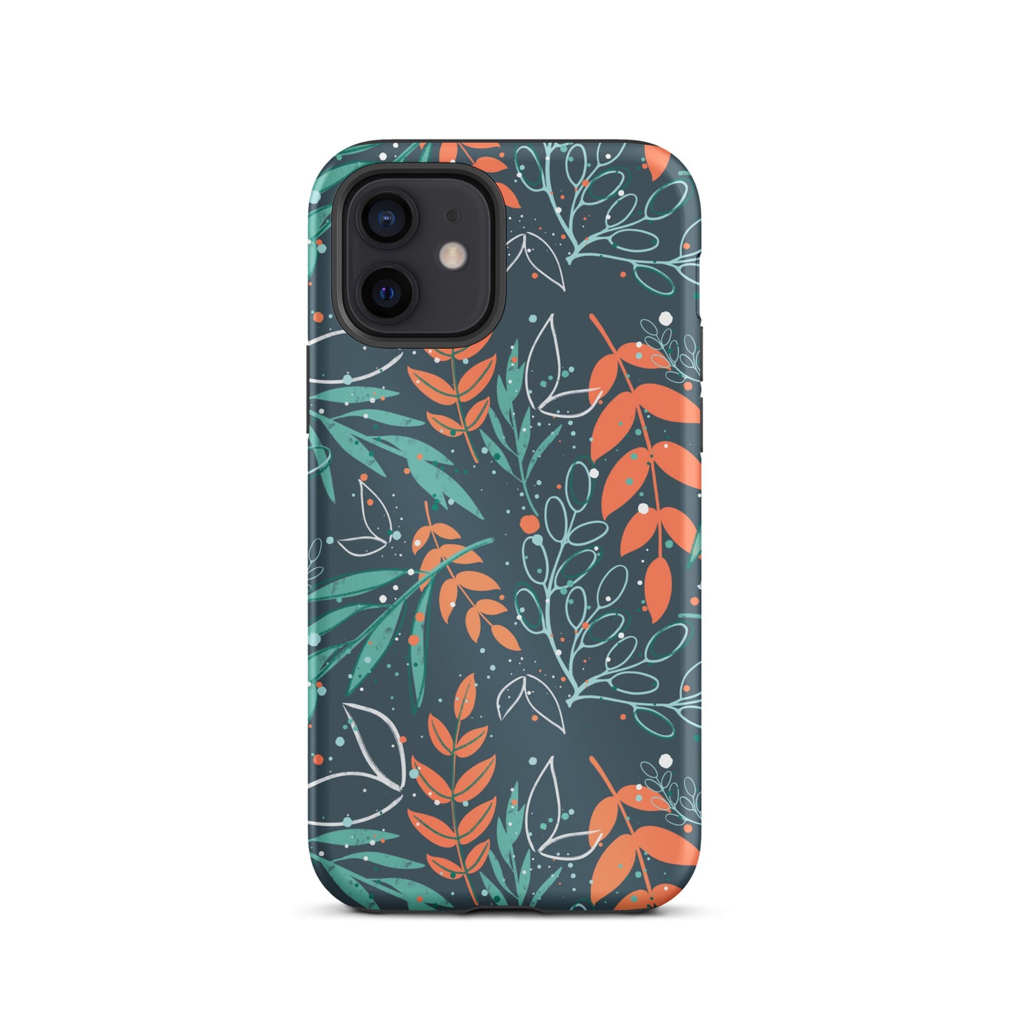 Tough iPhone case, Leaves blue