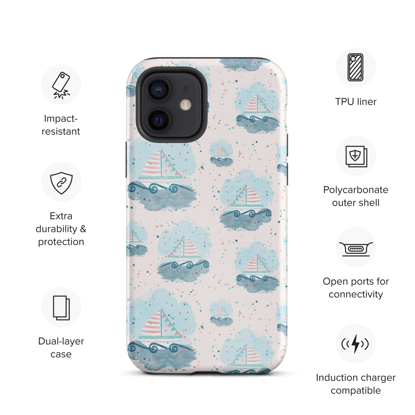 Tough iPhone case, Sail boats