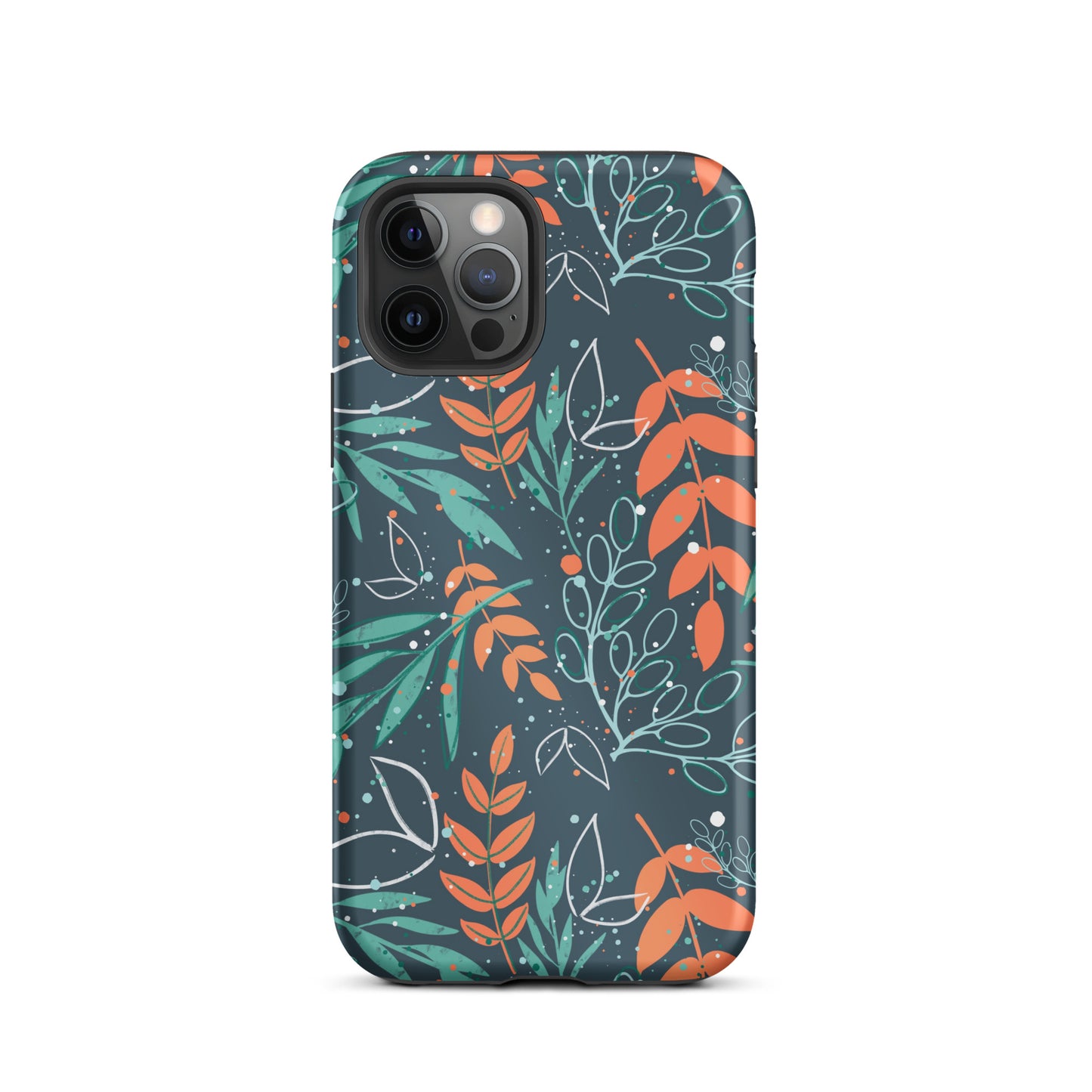 Tough iPhone case, Leaves blue