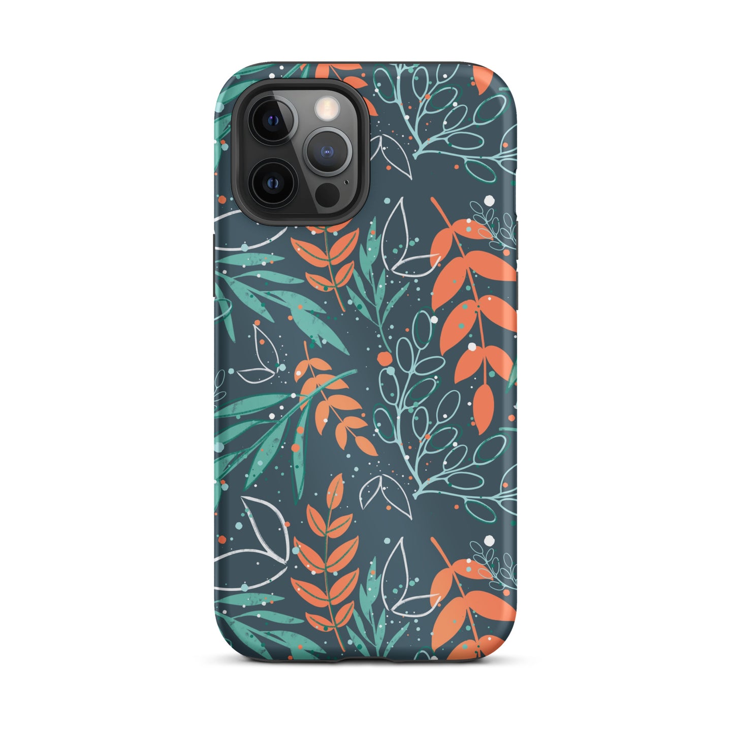 Tough iPhone case, Leaves blue