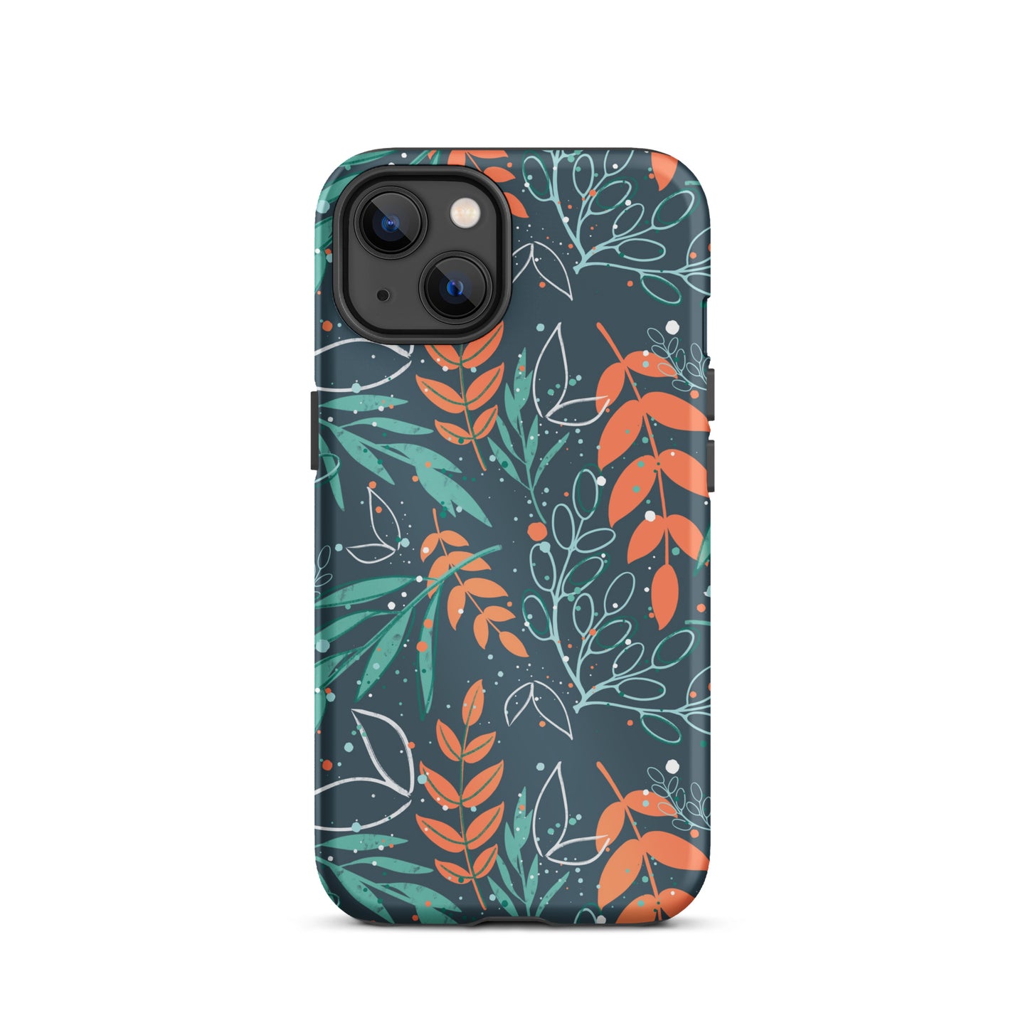 Tough iPhone case, Leaves blue