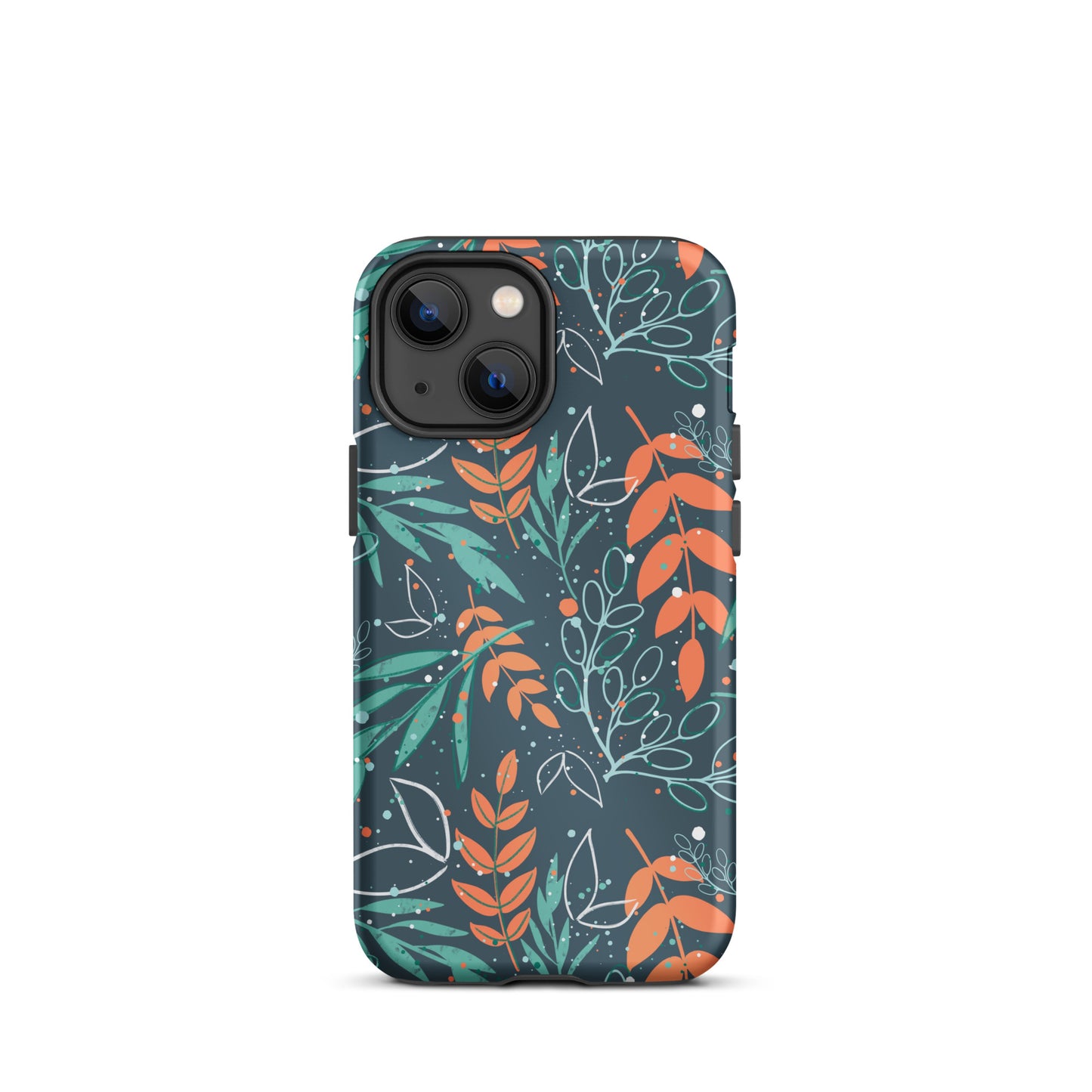 Tough iPhone case, Leaves blue