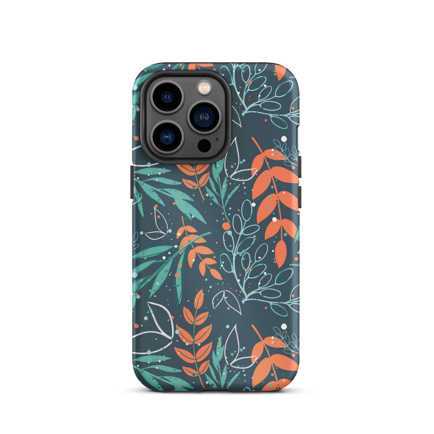 Tough iPhone case, Leaves blue