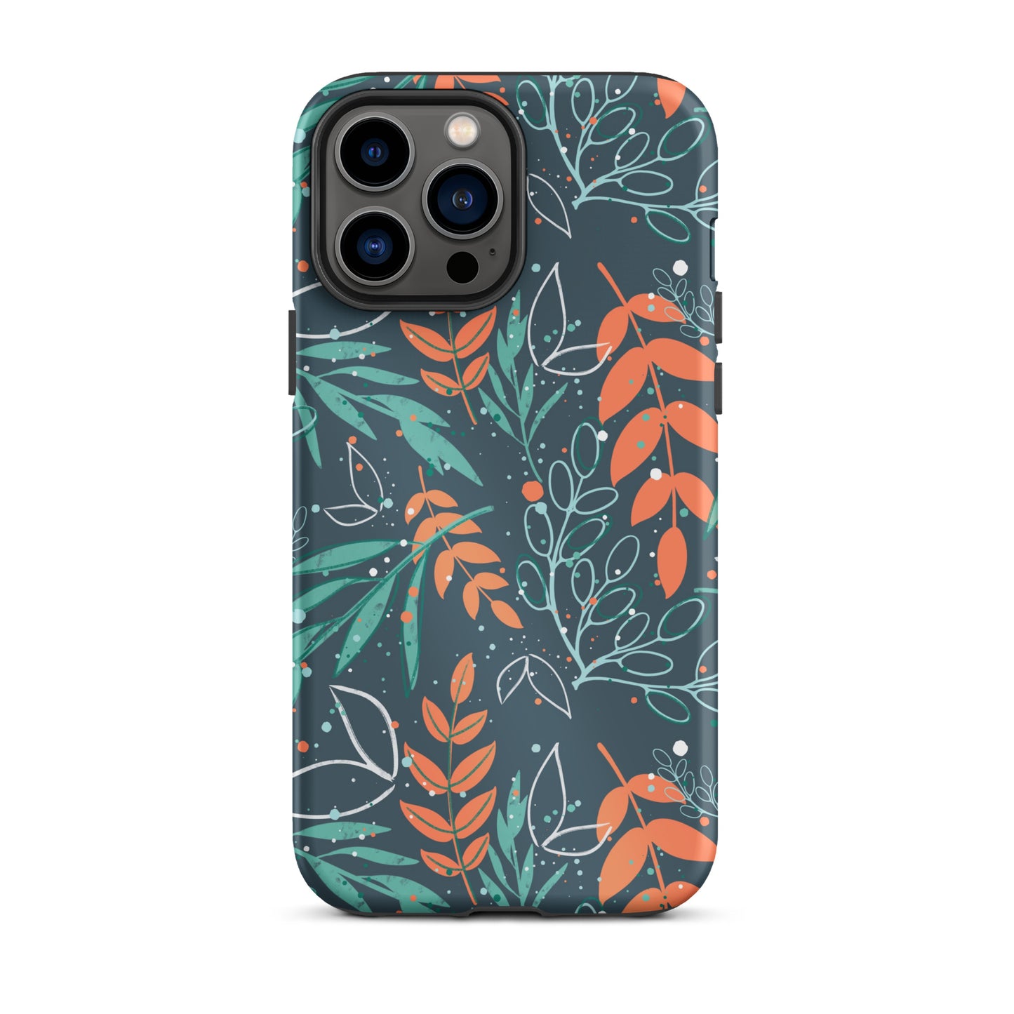 Tough iPhone case, Leaves blue