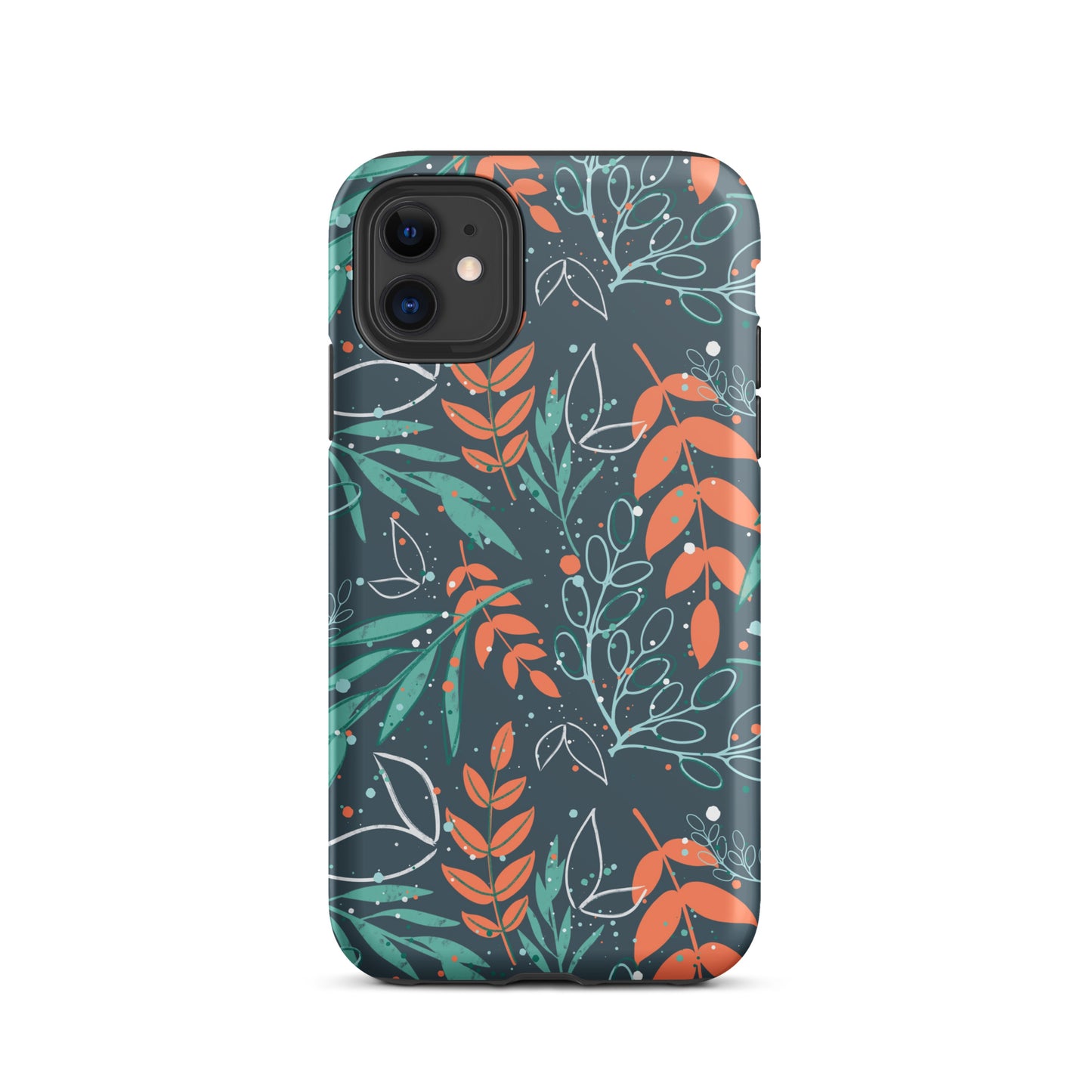 Tough iPhone case, Leaves blue