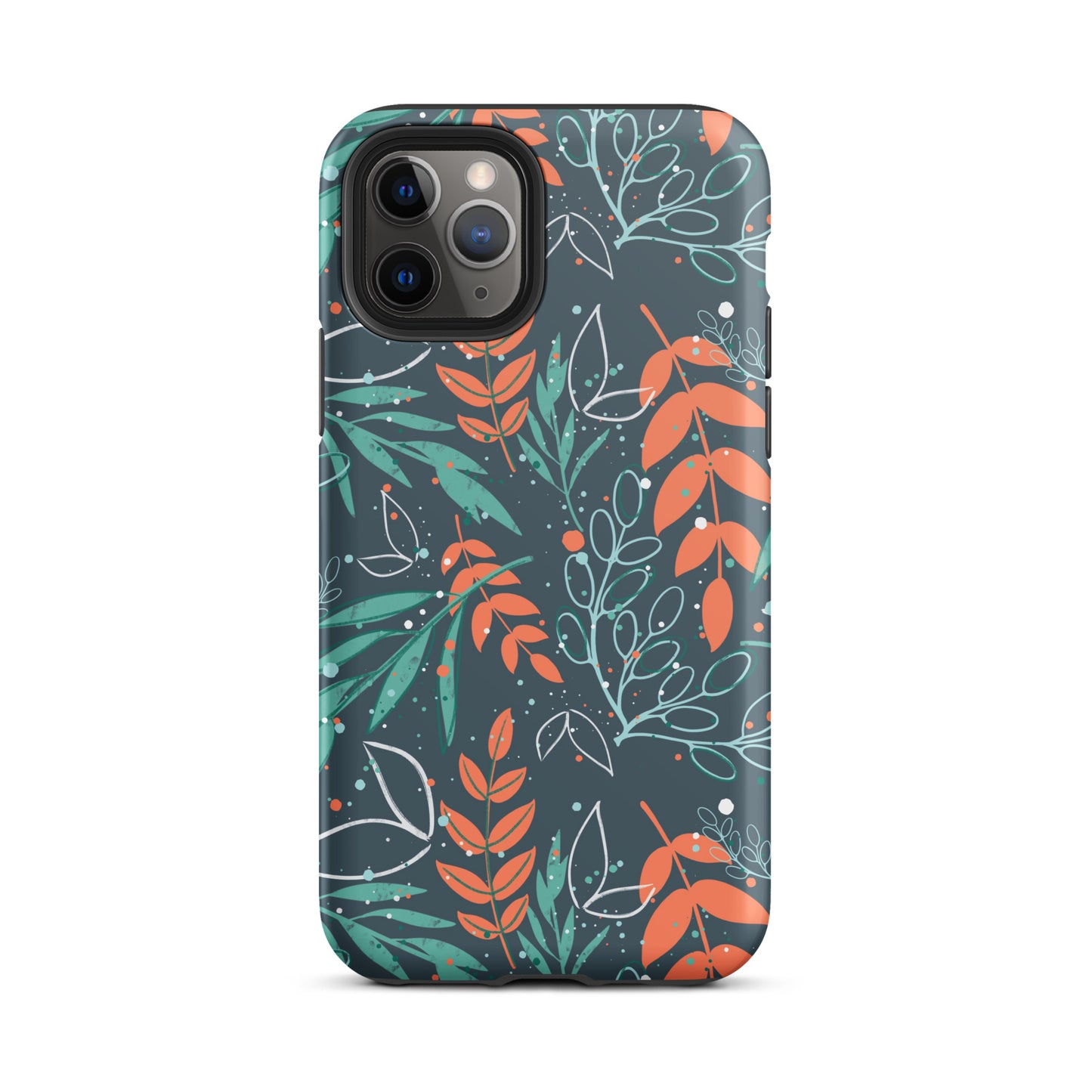 Tough iPhone case, Leaves blue