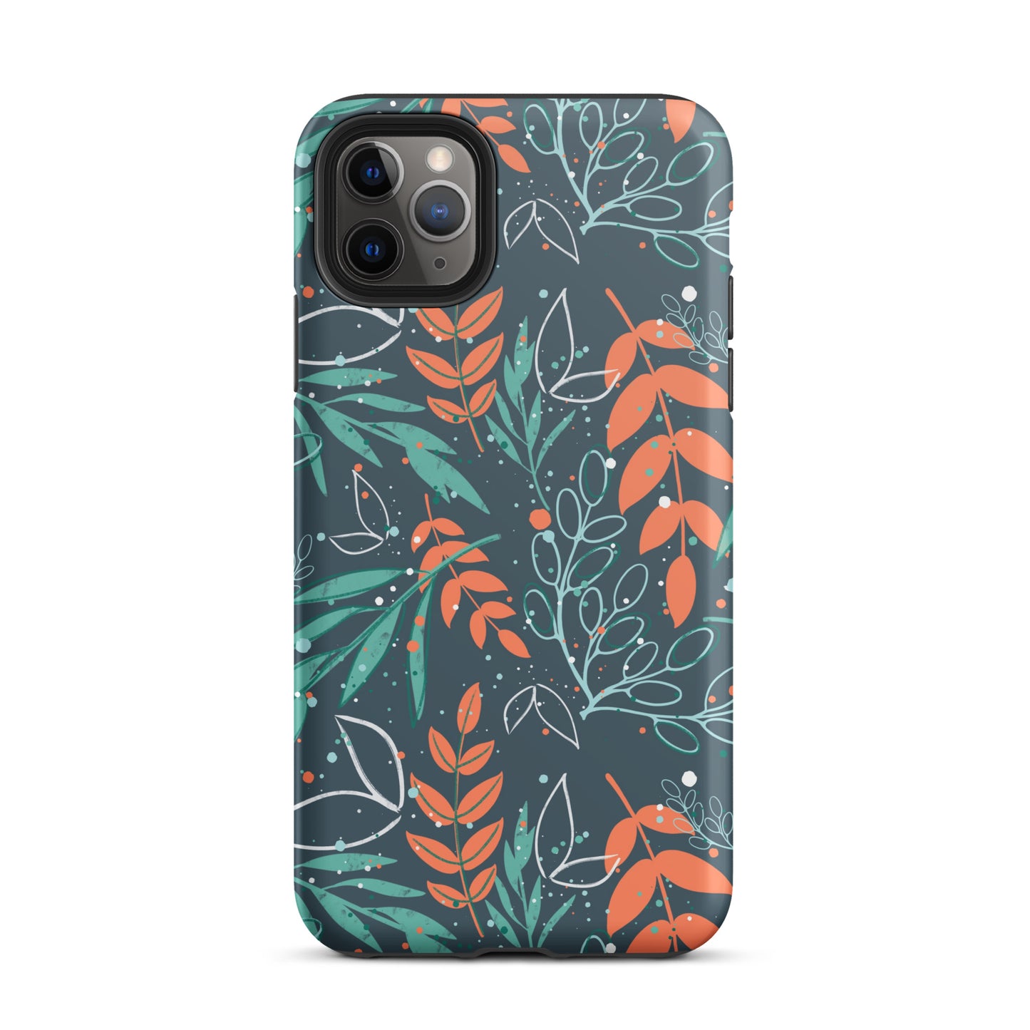 Tough iPhone case, Leaves blue