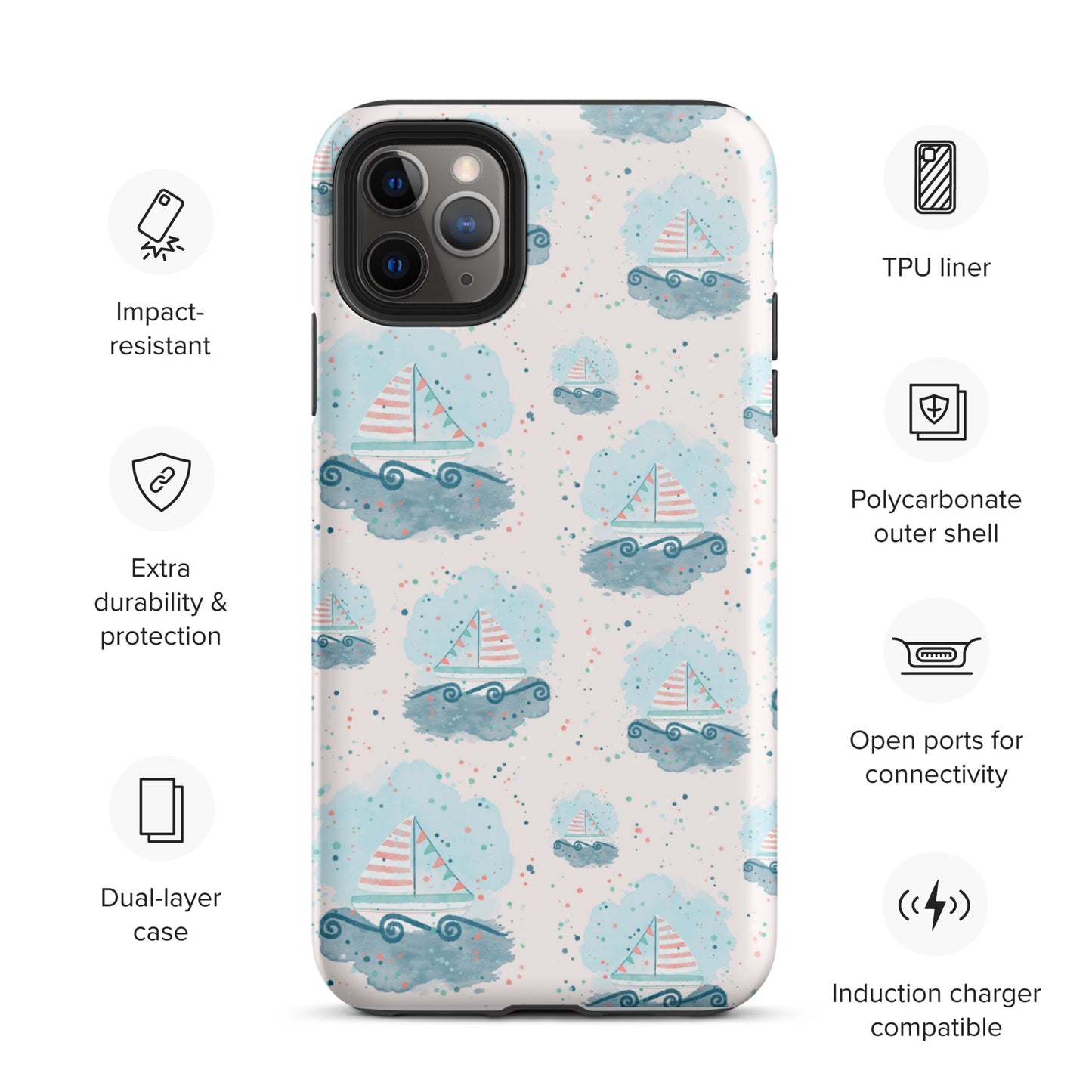 Tough iPhone case, Sail boats