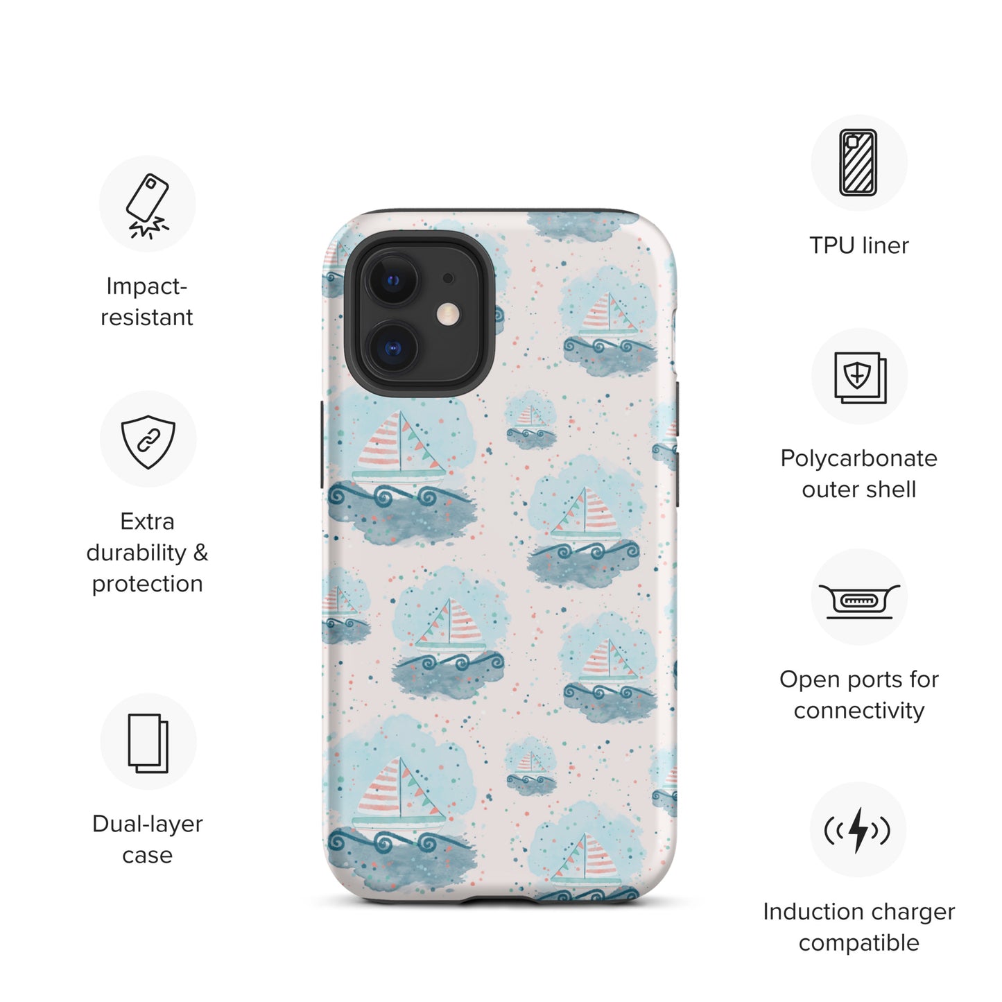 Tough iPhone case, Sail boats