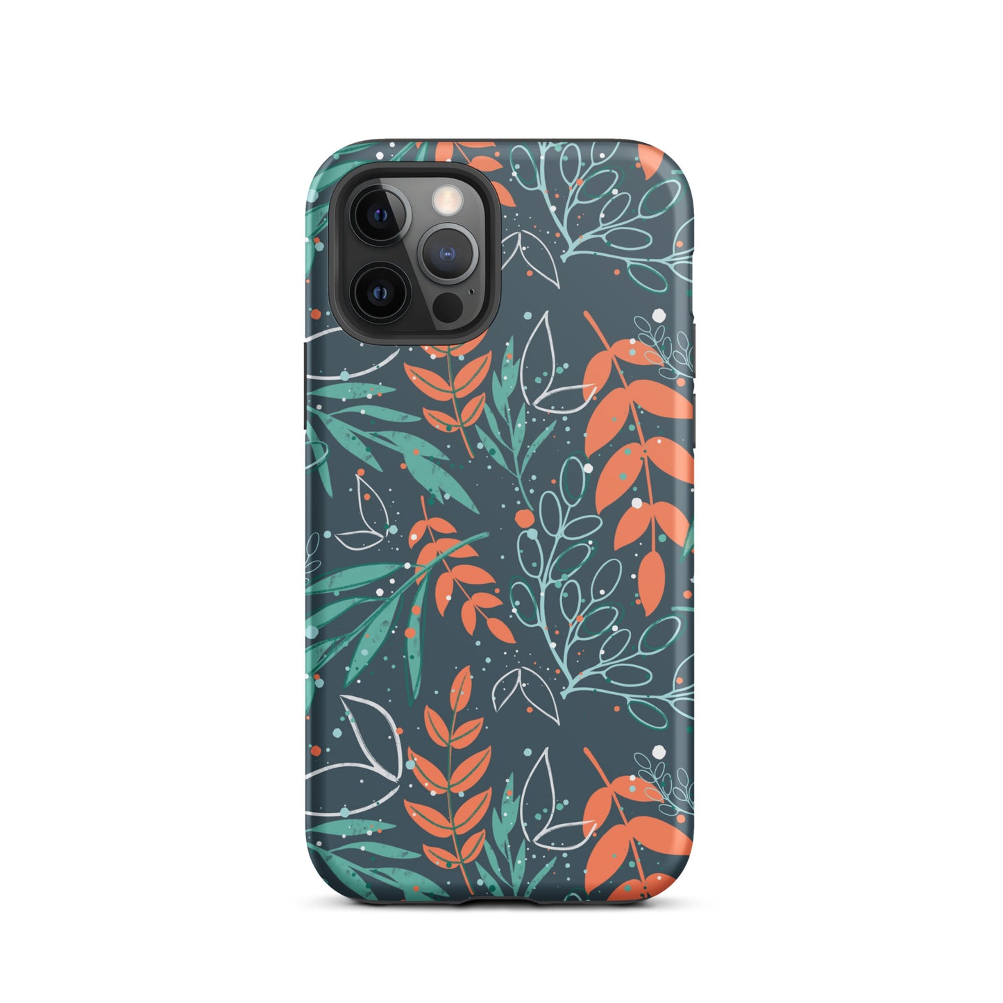 Tough iPhone case, Leaves blue