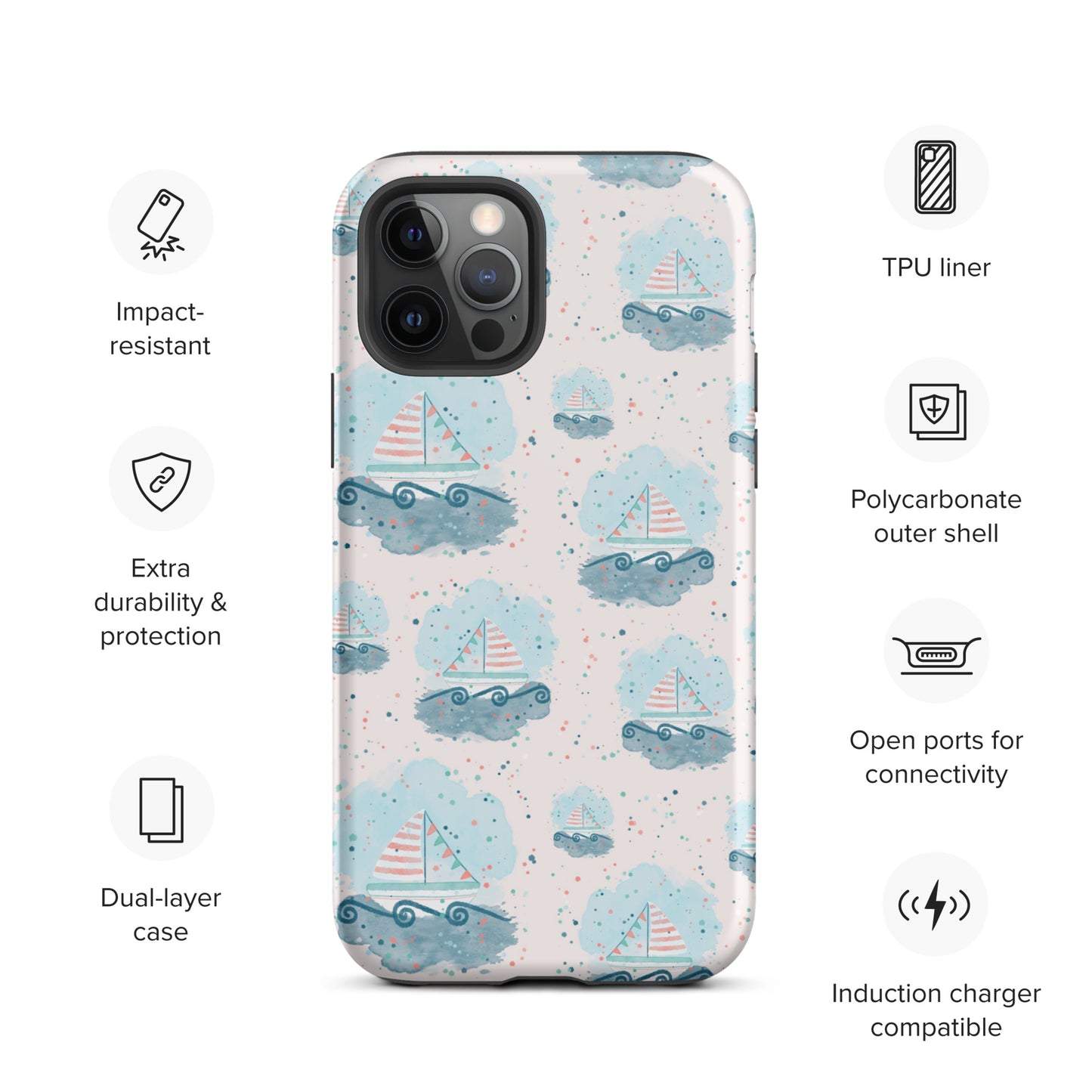 Tough iPhone case, Sail boats