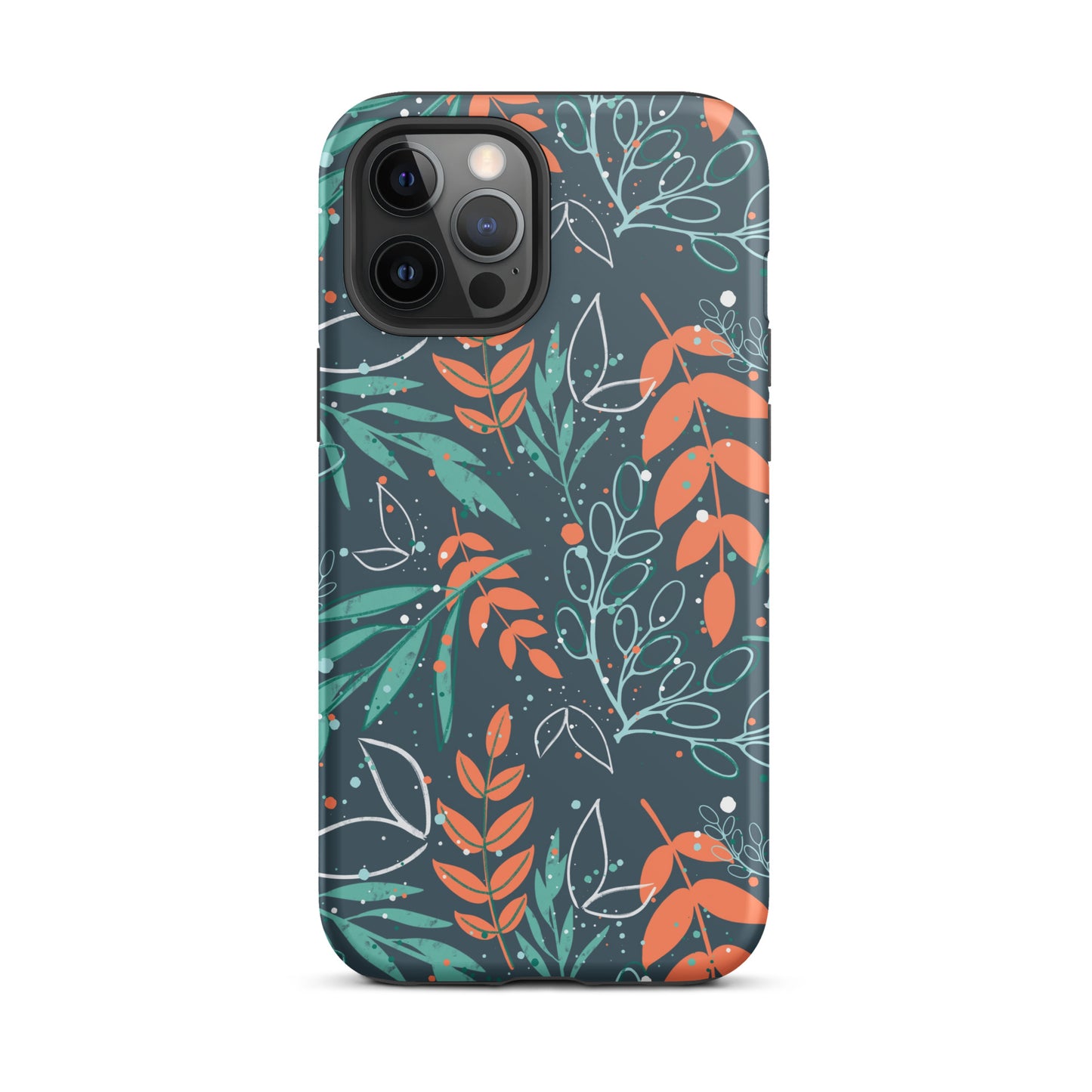 Tough iPhone case, Leaves blue