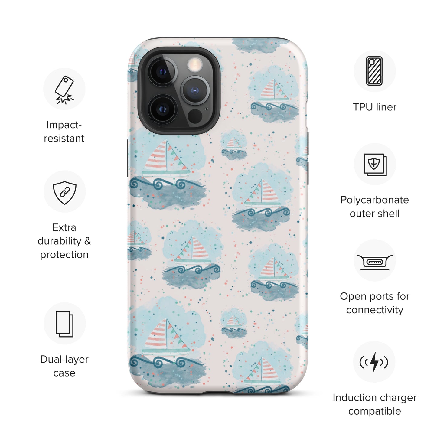 Tough iPhone case, Sail boats