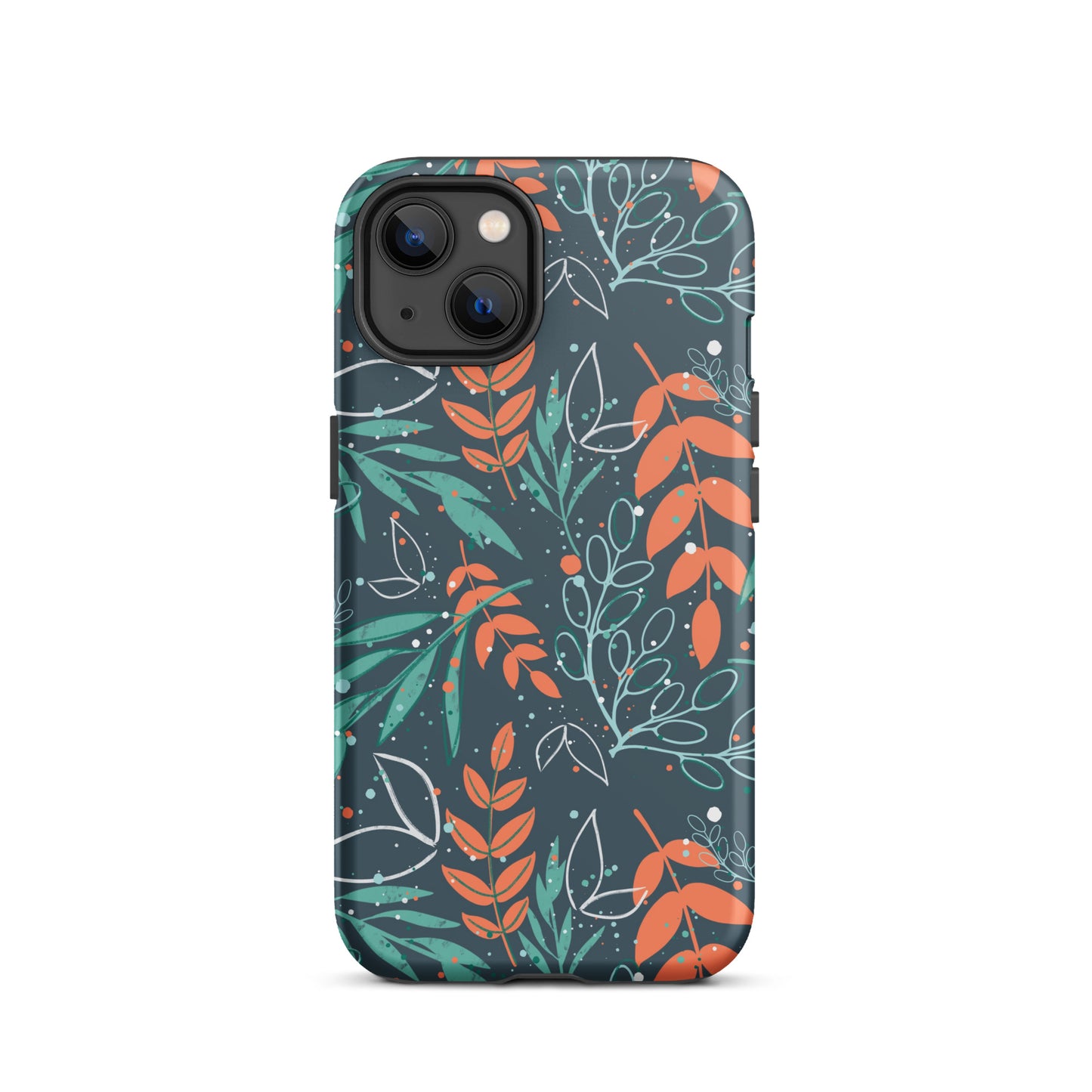 Tough iPhone case, Leaves blue