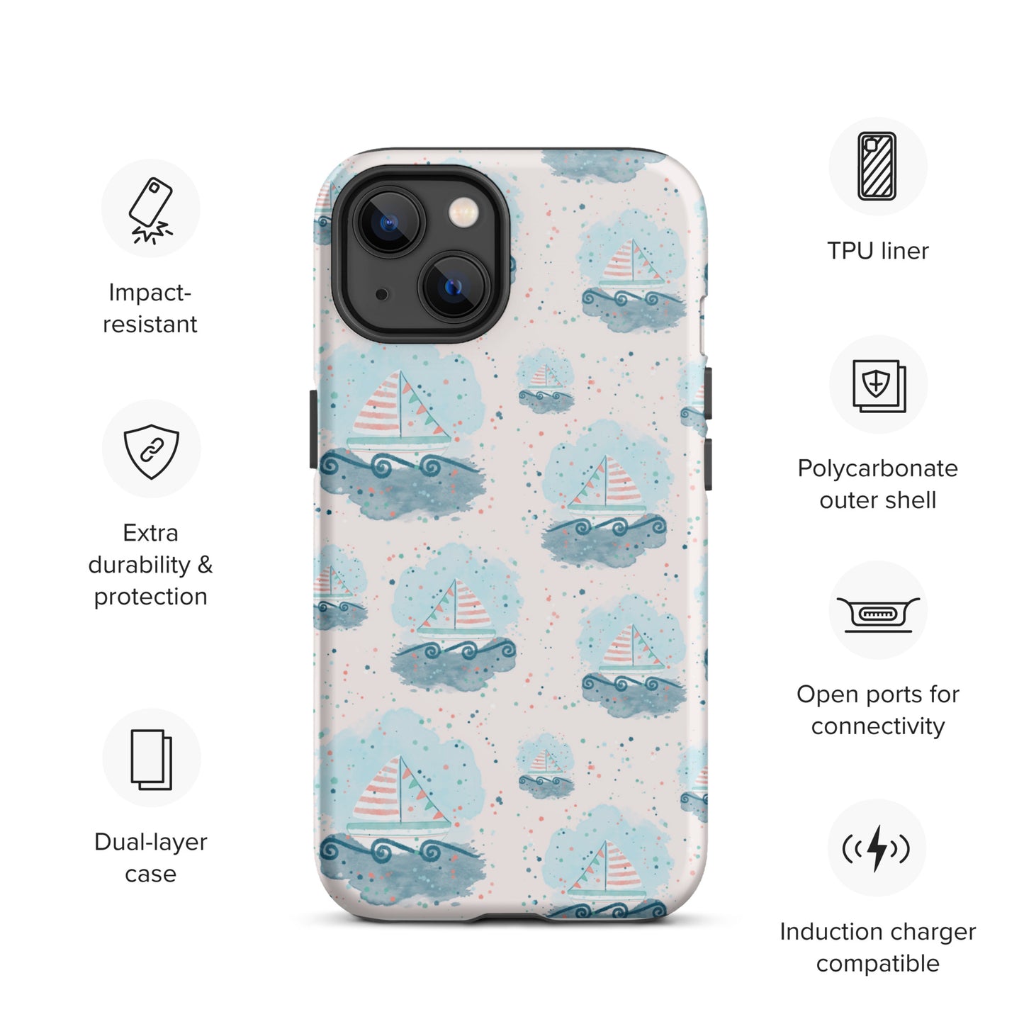 Tough iPhone case, Sail boats