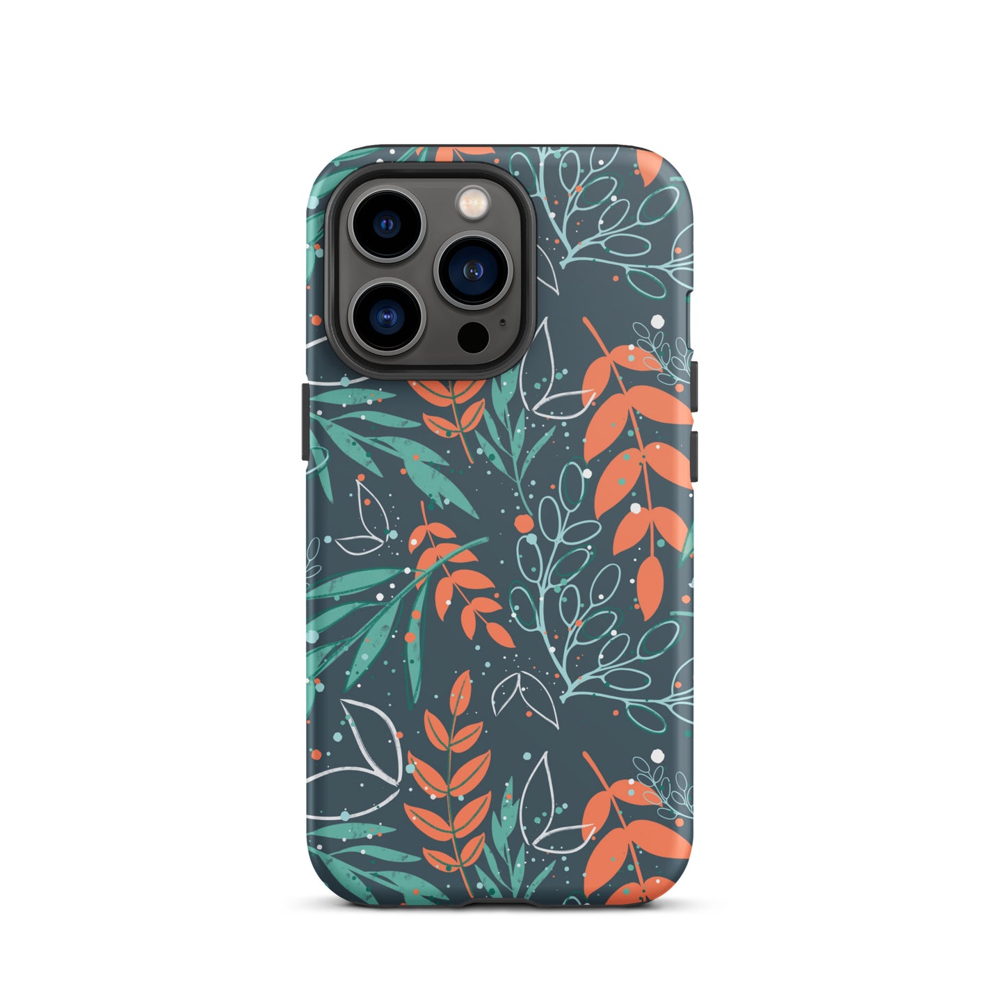 Tough iPhone case, Leaves blue