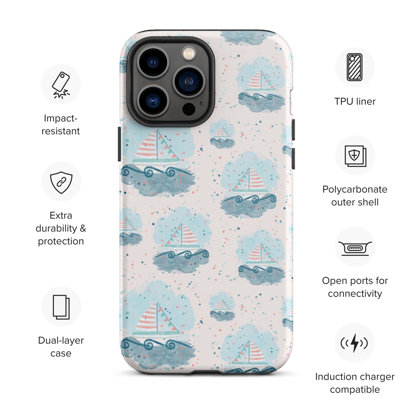 Tough iPhone case, Sail boats