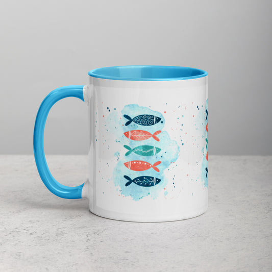 Mug with Color Inside, Colorful fish