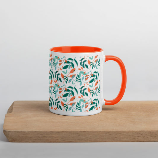 Mug with Color Inside, Leaves white