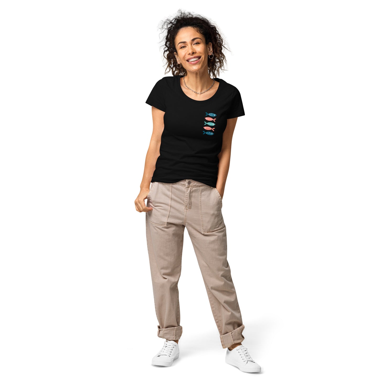 Women’s basic organic t-shirt, Colorful fish