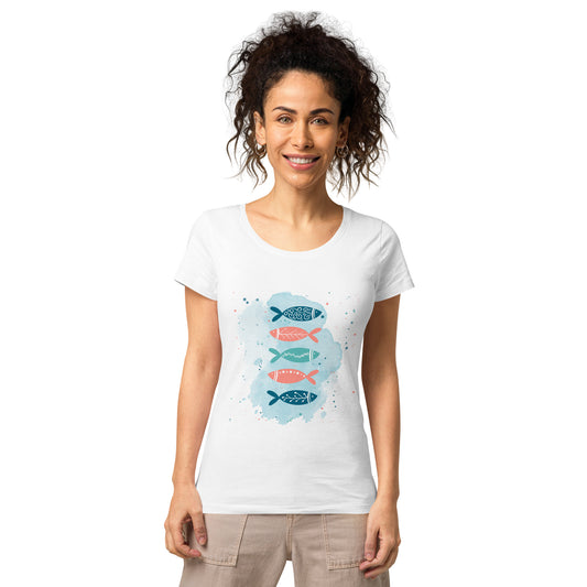 Women’s basic organic t-shirt, Colorful fish